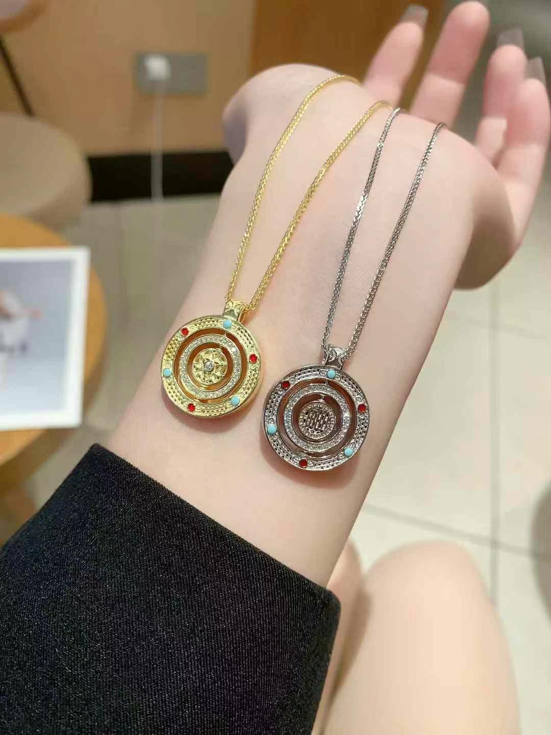 坠链均925银 《七牌银楼》纯银时尚八宝罗盘百搭旋转轻奢项链