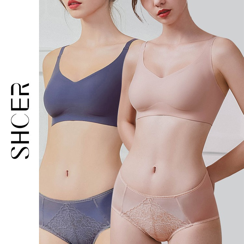 【睡眠可穿俩件装】舒适无感光面无痕无钢圈内衣U型美背运动型文胸