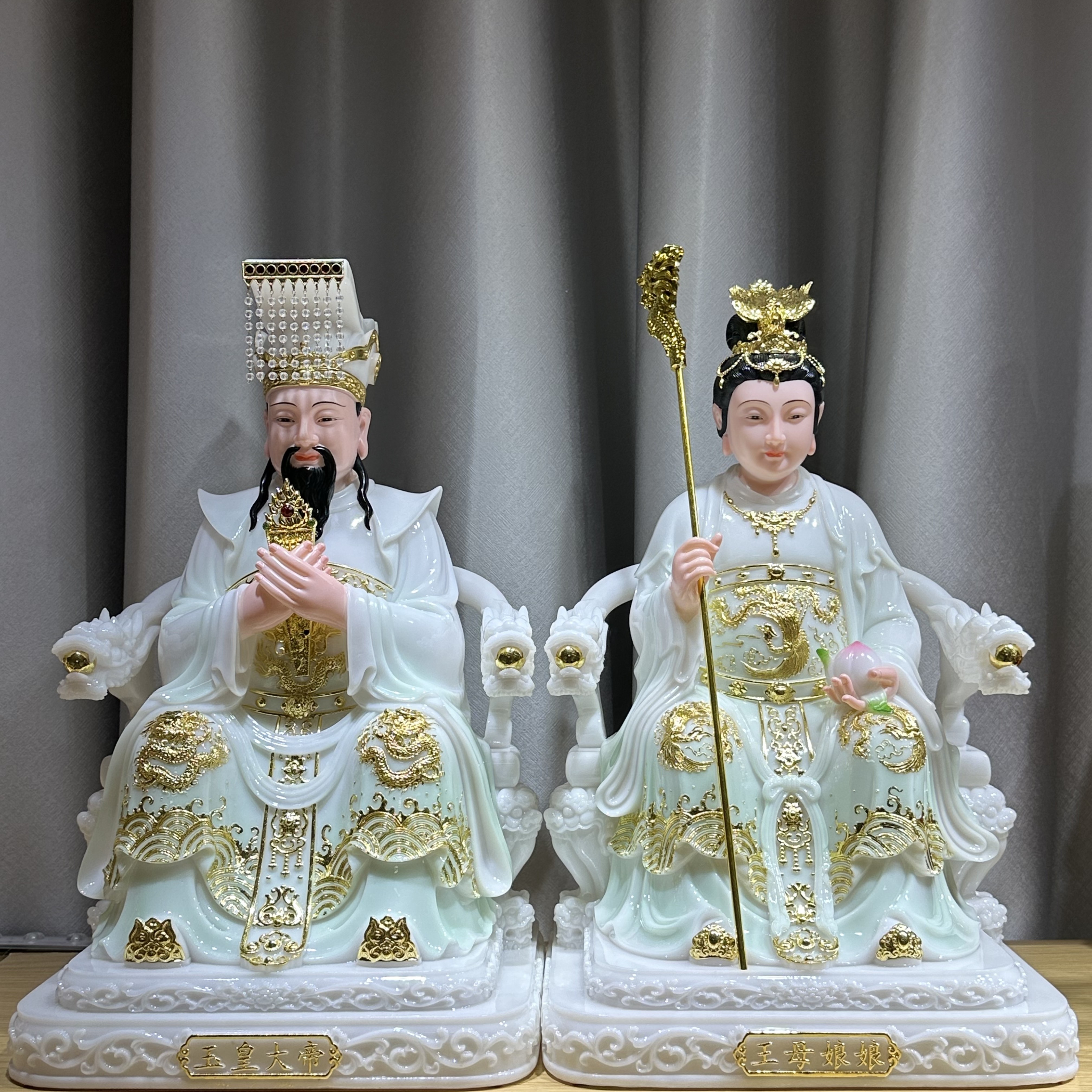 合成汉白玉玉皇王母玉皇大帝王母娘娘新款佛像摆件