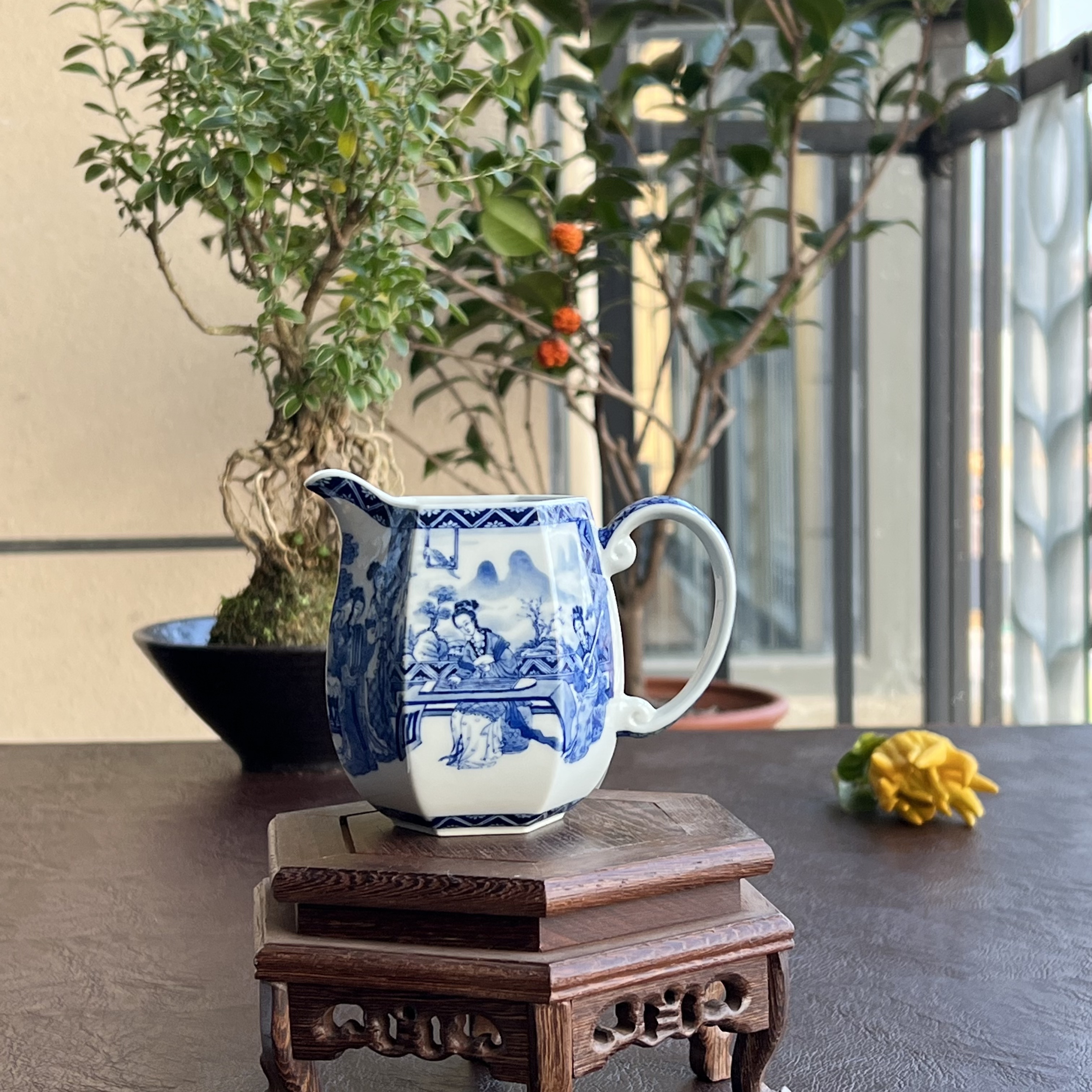 艺家仁复古十美壶茶道釉下彩精美纯手工蓝色陶瓷分茶茶具家用手绘