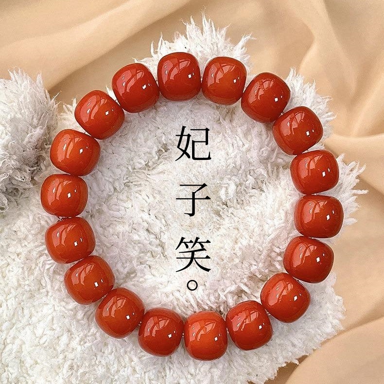 火红色菩提手串爆款妃子笑菩提根绕指柔男女高密度质感手工佛珠串