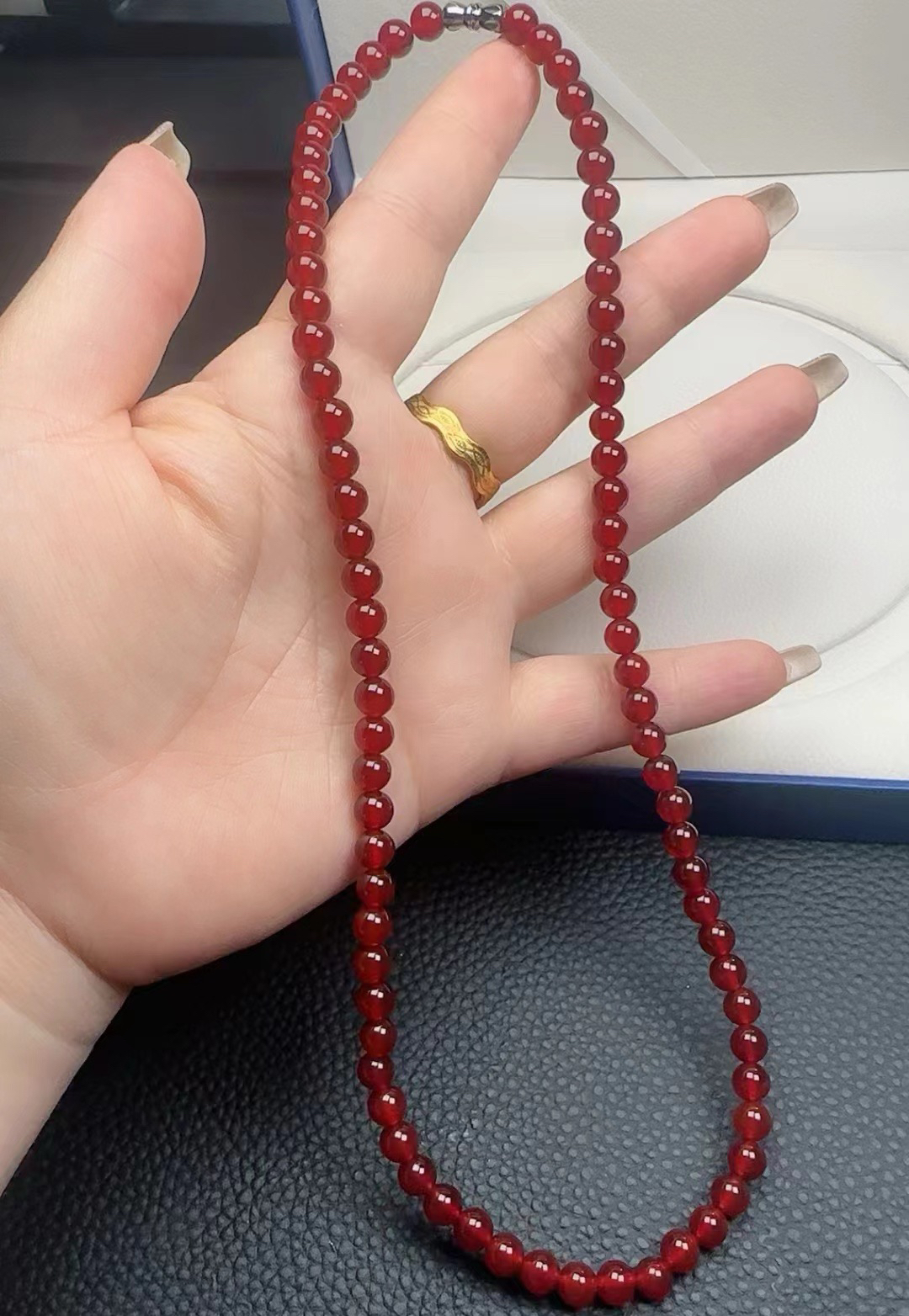 红玛瑙玉髓卡6m珠子项链 妈妈链 （多样化发货）长度50厘米