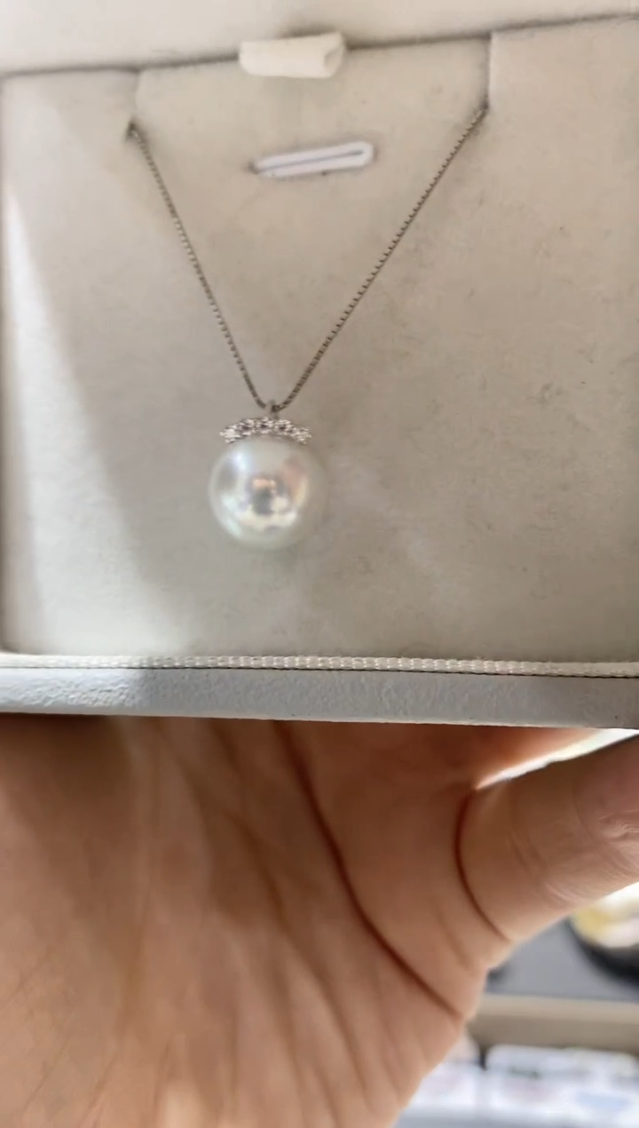 【闪购商品】海水珍珠HD18K金镶嵌澳白吊坠肖邦链@@bp059