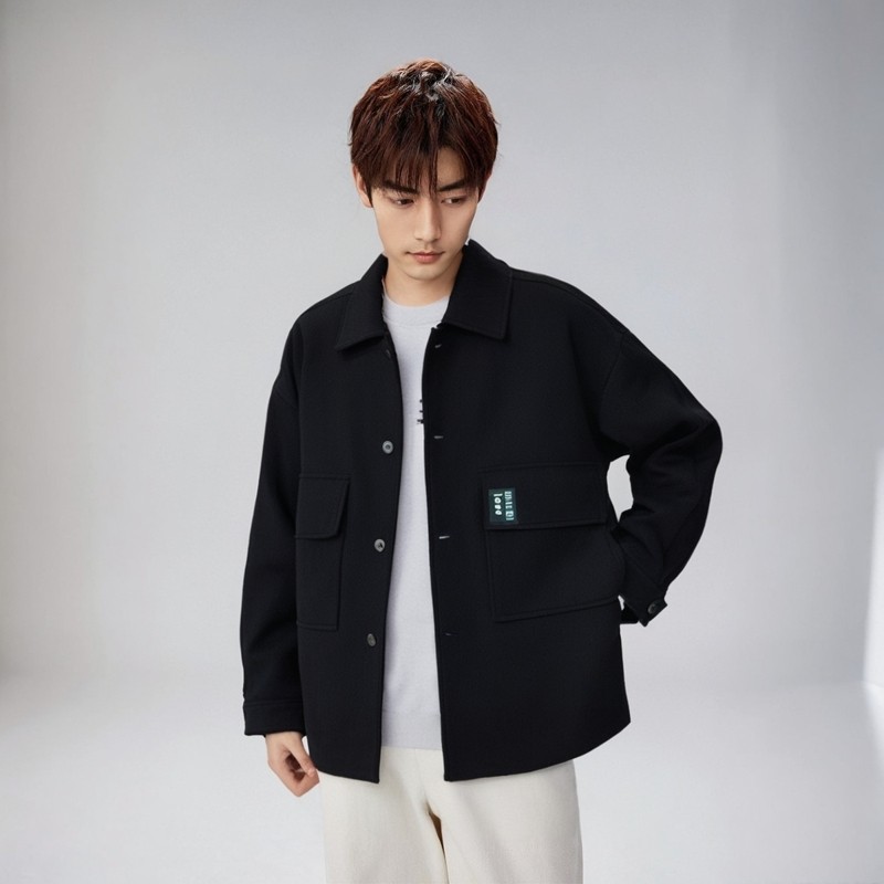 秋季新款夹克男士百搭休闲男外套翻领宽松潮流上衣24632