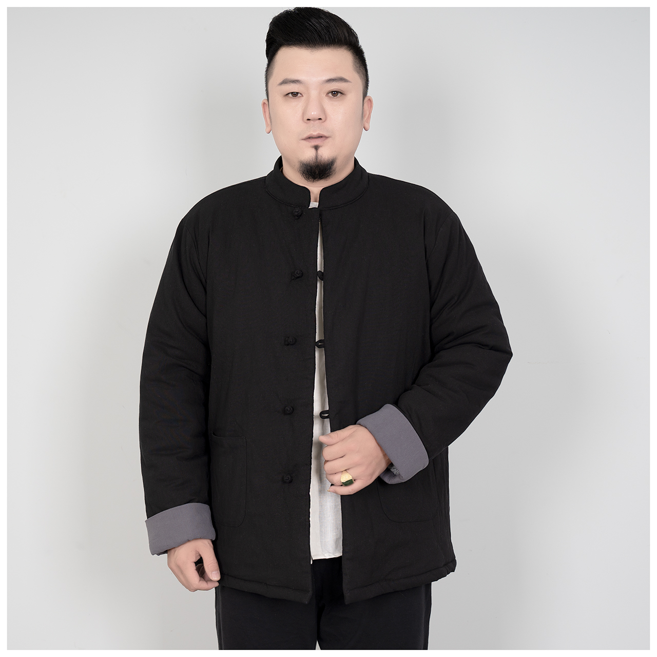 文柯冬装新款男士中国风棉衣中式盘扣立领棉袄保暖棉服复古男外套