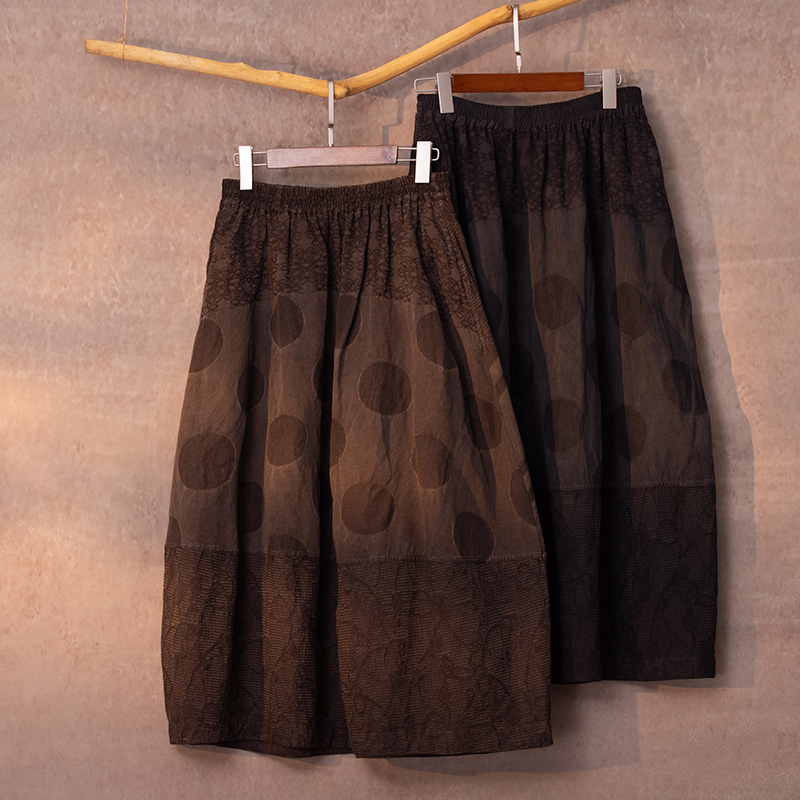 定制丝毛棉花苞裙群松紧腰中长裙显瘦藏肉半身裙 慢慢变蓝原创