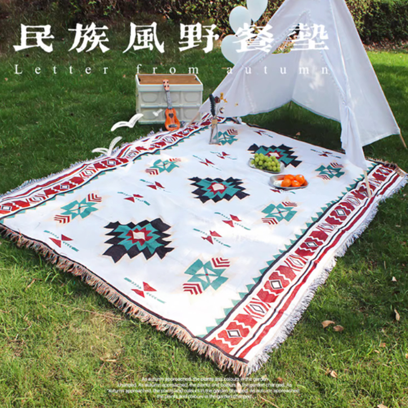 户外露营毯装饰野餐防潮垫网红波西米亚露营桌布露营装备