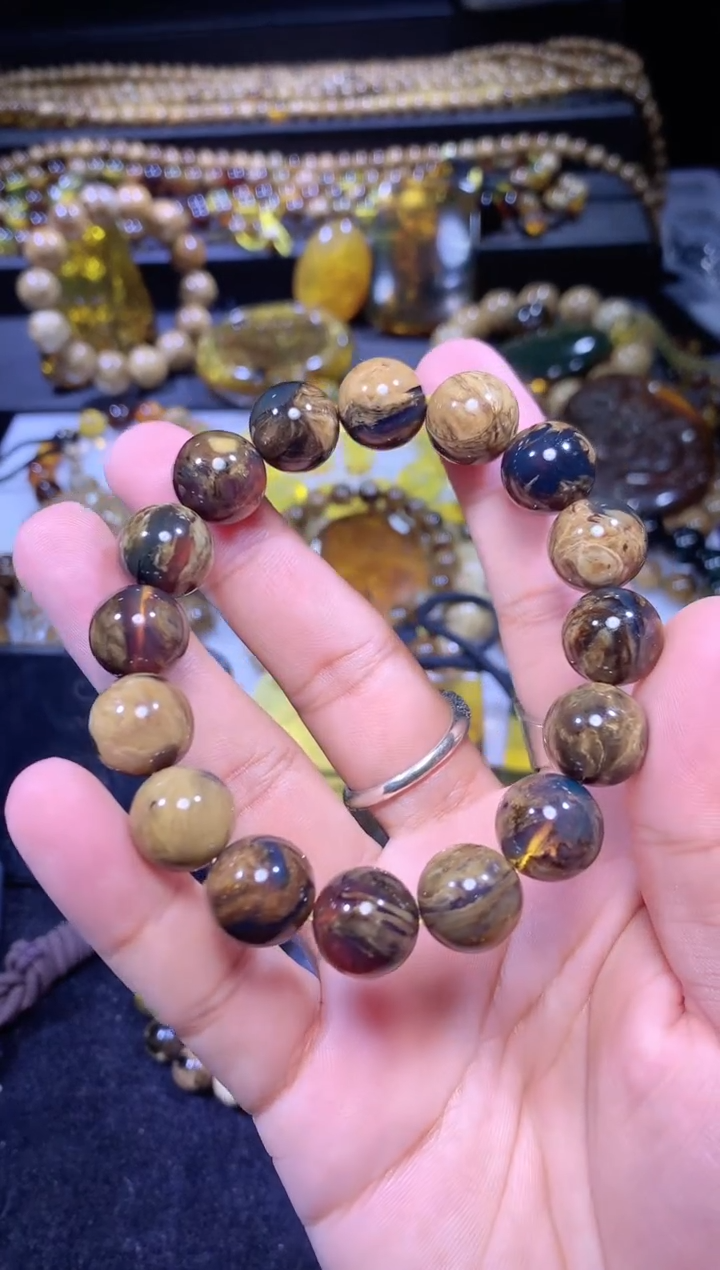 【闪购商品】琥珀珠宝奇石未镶嵌手串13mm+