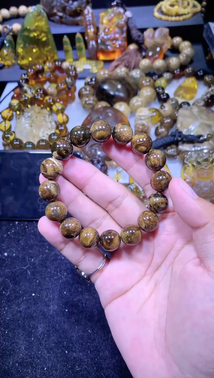 【闪购商品】琥珀珠宝奇石未镶嵌手串13mm+