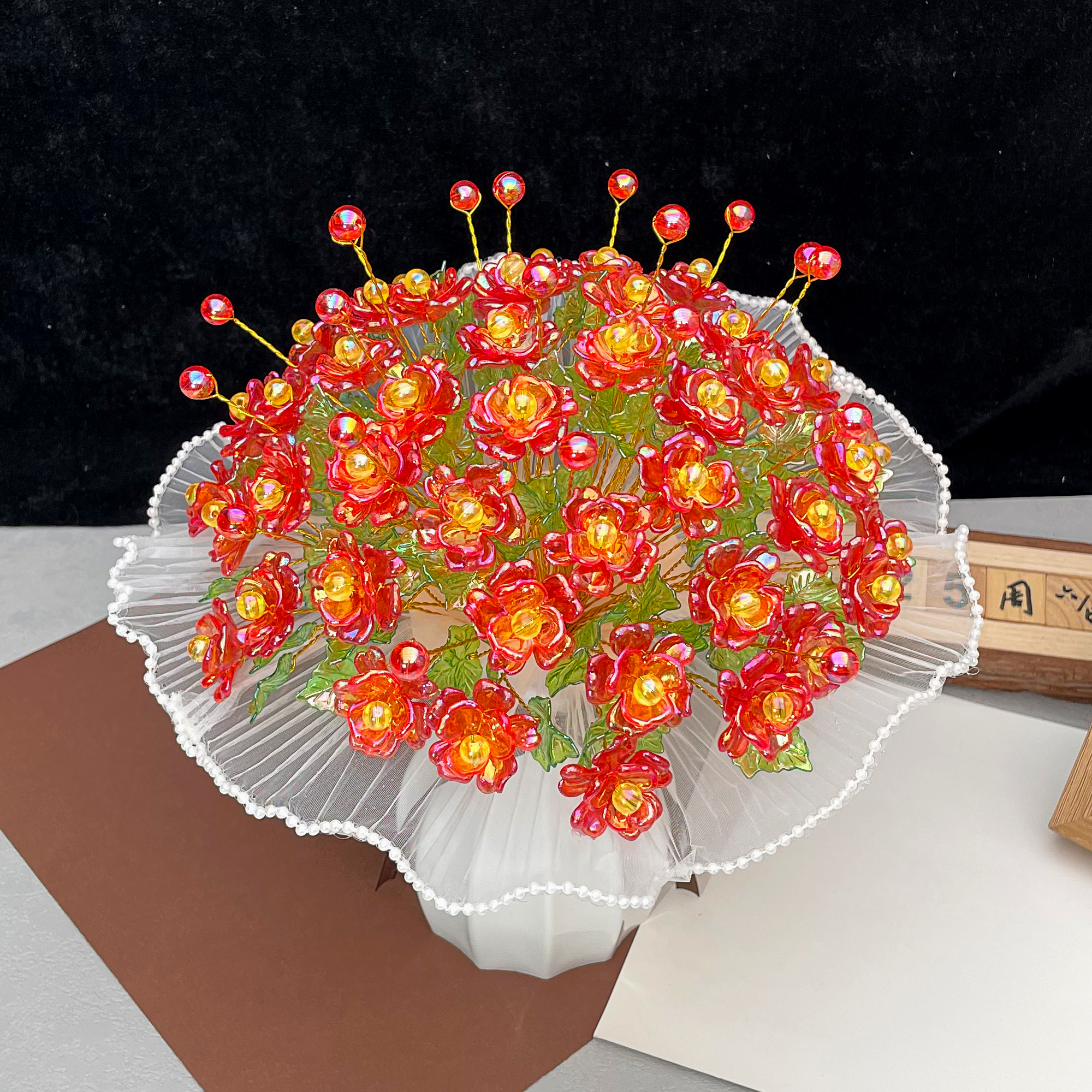新款水晶玫瑰花材料包DIY手工制作材料配件生日仿真花装饰礼物