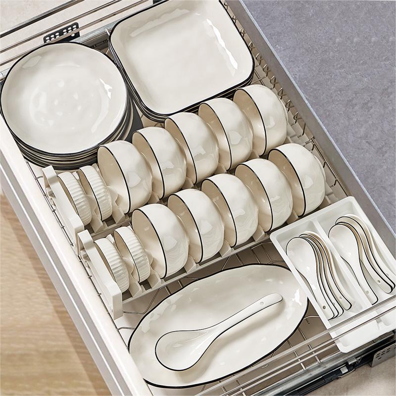 至简79件陶瓷碗碟套装家用釉下彩简约盘子高级感碗盘碗筷乔迁餐具