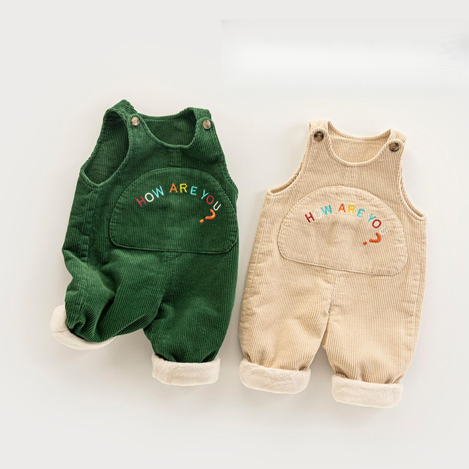 巴拉甄选宝宝背带裤加厚秋冬款可爱女宝刺绣加厚棉裤男小童加厚裤