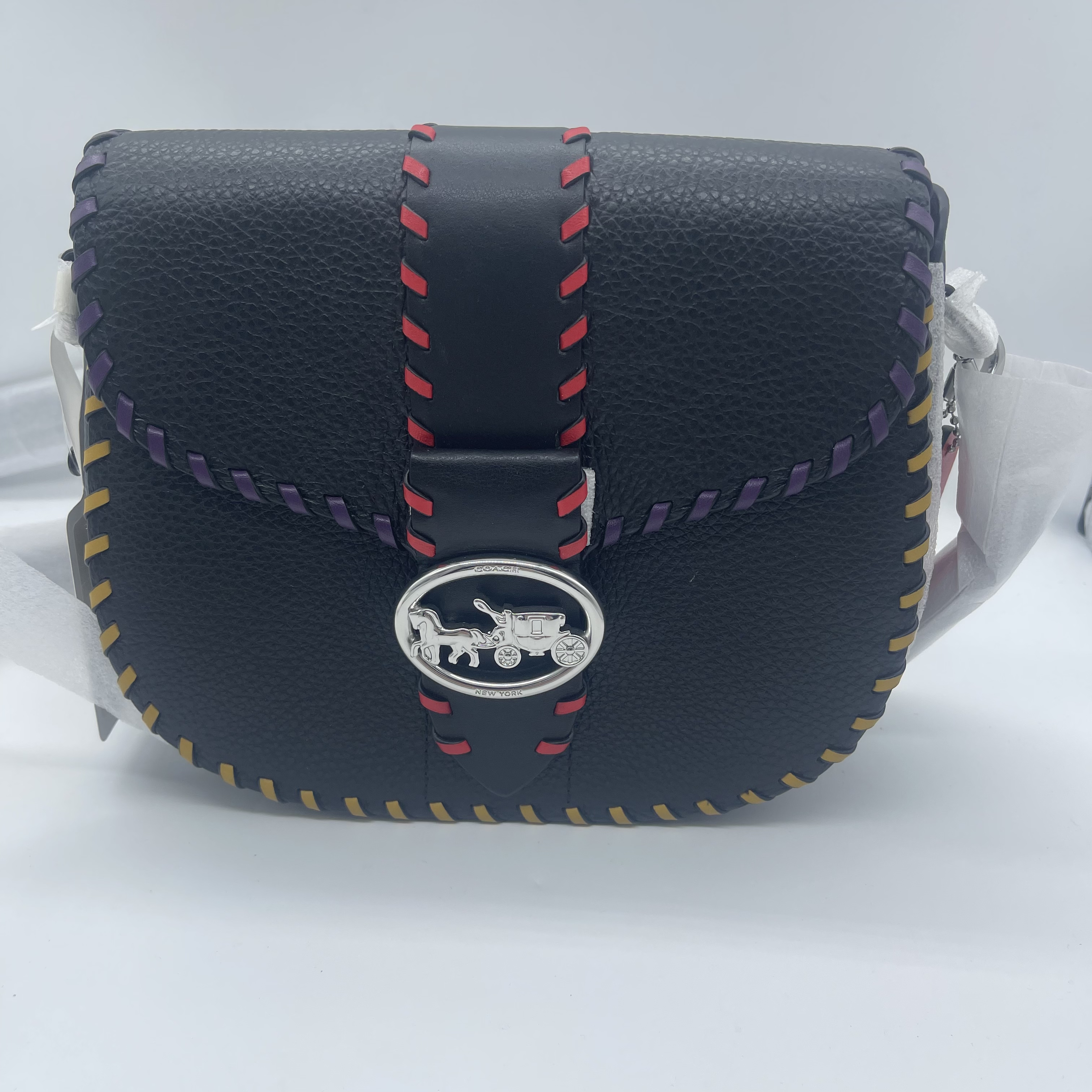 99新 COACH/蔻驰 蔻驰 Morgan20 编制款马鞍包斜挎包/265481