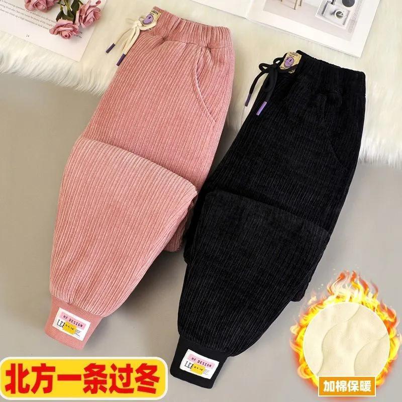 女童裤加绒加厚中大童儿童三层夹北方一条过冬季外穿特厚裤子
