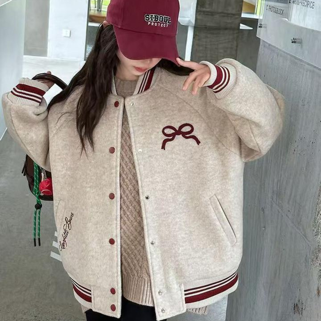 女童外套冬装2025新款洋气秋冬款儿童时髦冬季加厚连帽棒球服外穿