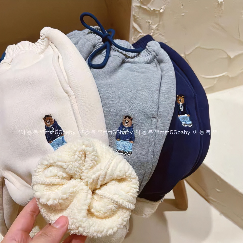 巴拉推荐宽松肤感薄款の万能百搭厚实休闲裤男女童宝宝加厚一体绒