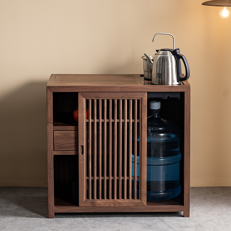 吉木语北美黑胡桃木茶水柜烧水壶一体家用客厅禅意小茶台边柜整装