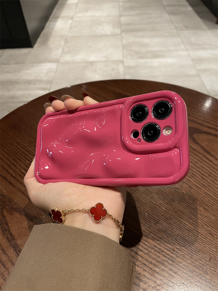 新款玫红陨石纹iphone15promax手机壳苹果14pro/13全包12女11防摔