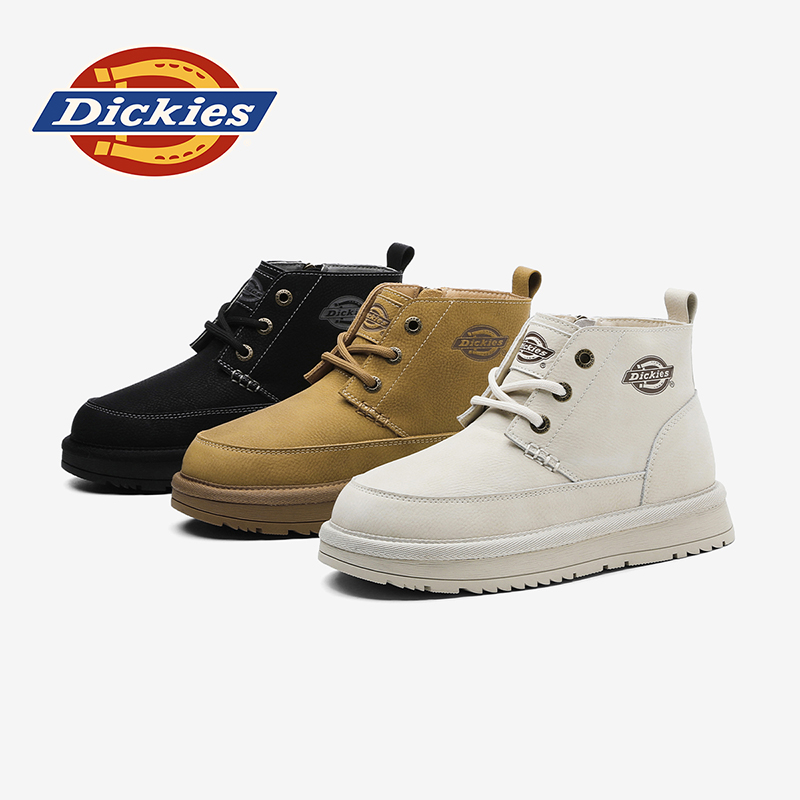 Dickies童鞋冬季款保暖鞋二棉马丁靴男女童加厚皮面运动短靴百搭