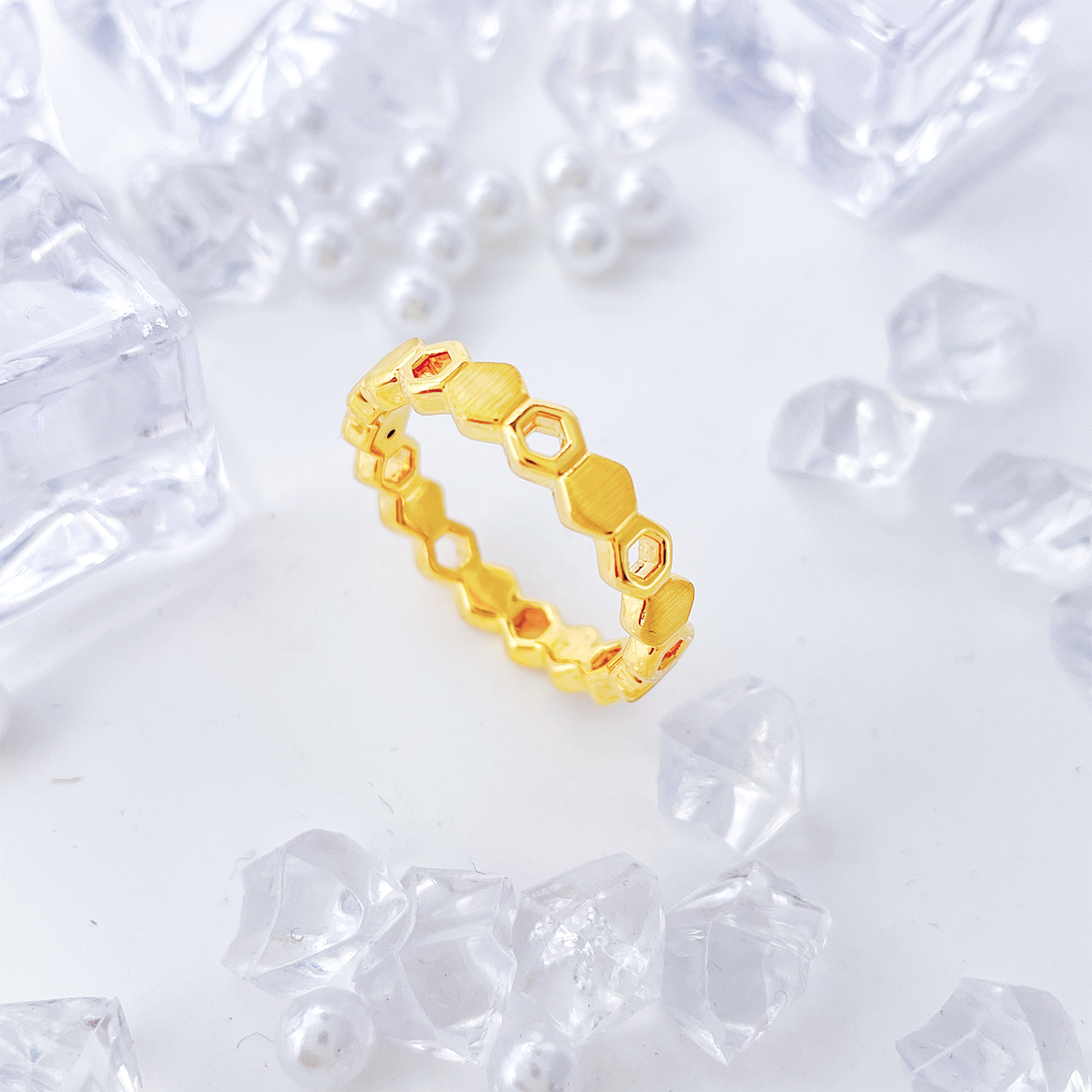 【优加】足金999 镂空蜂巢戒指 1.12 12圈口