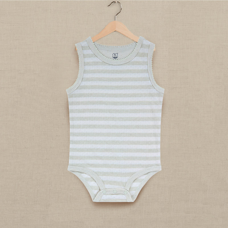 COTTONBEBECOTTONBEBE针吼提花绿白条纹内衣-绿白条纹/棕白条纹