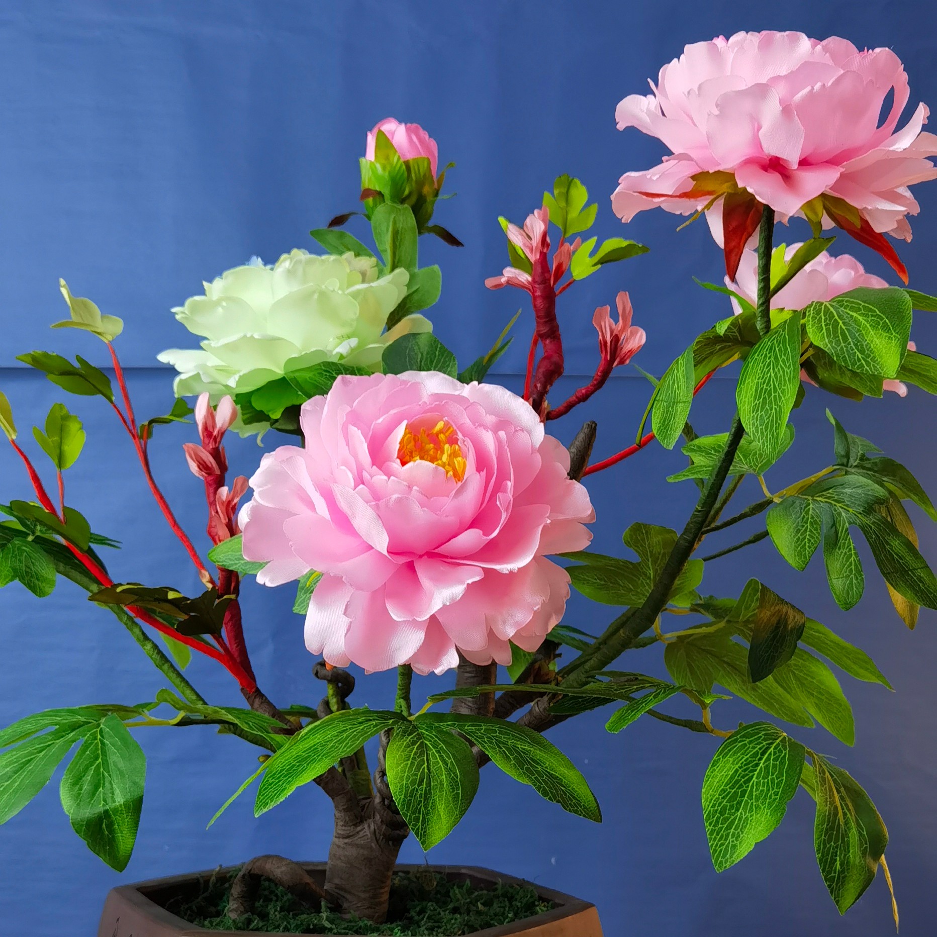 纯手工制作富贵牡丹花成品，不包含花盆，不包含摆件