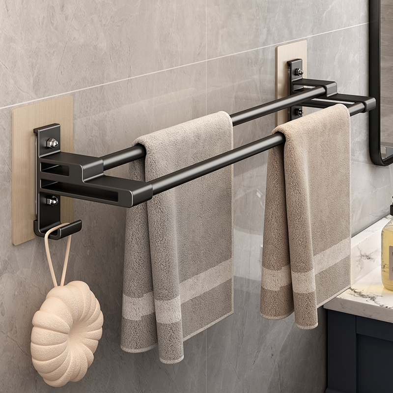 新疆包邮免打孔毛巾架卫生间浴巾架挂钩浴室挂架厕所毛巾杆挂杆壁