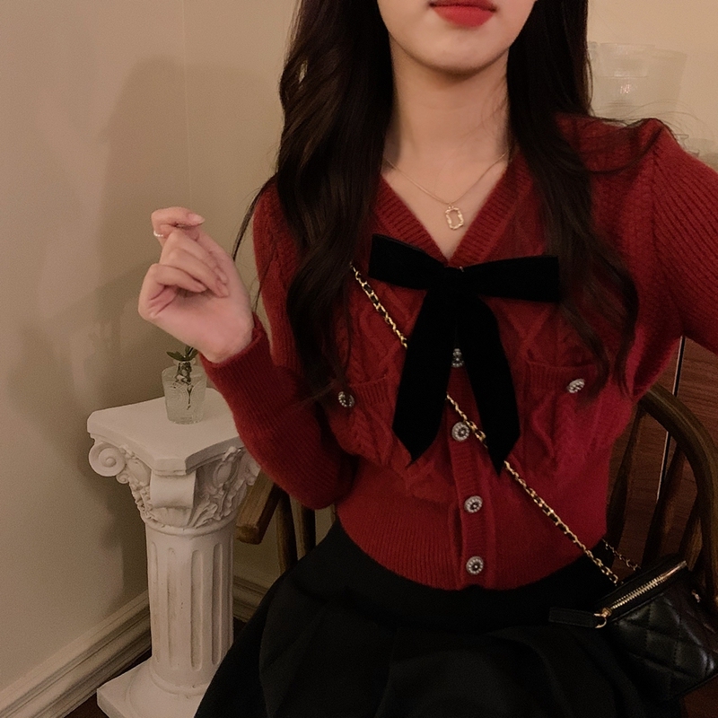 过年衣服小香风两件套装女新款圣诞红色毛衣半身短裙冬季新年套装