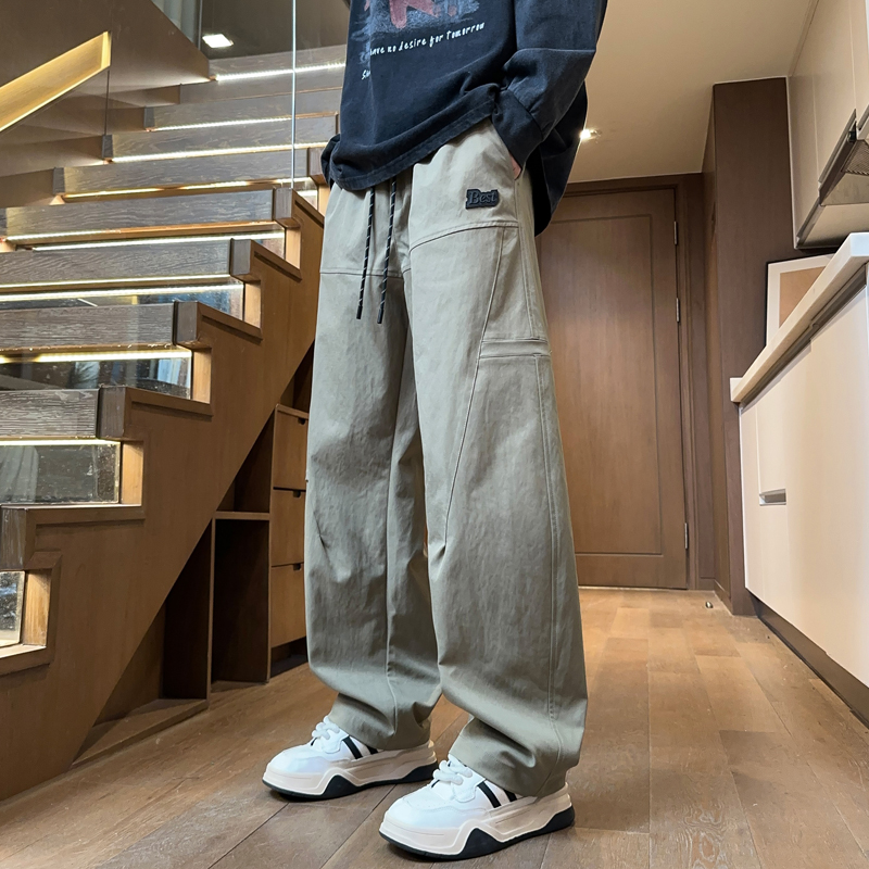 美式机能冲锋款男款秋季2024新款徒步登山大码宽松直筒休闲长裤子
