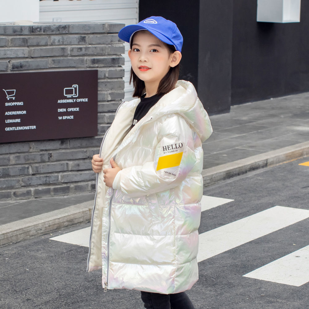 巴拉巴拉白鸭绒儿童羽绒服中长款男童女童洋气加厚中大童免洗亮面