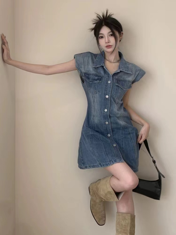 春季显瘦牛仔时尚减龄宽松韩版休闲气质女装牛仔连衣裙