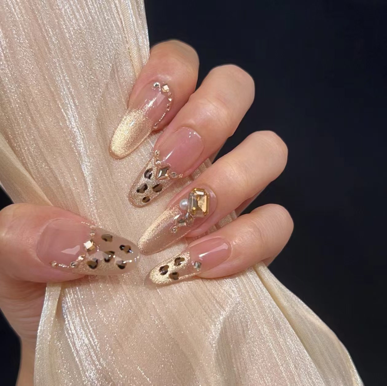 【金钱豹2.0】纯手工穿戴甲气质豹纹纯欲猫眼四季流行百搭可拆卸