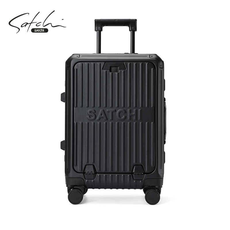 SATCHI/沙驰行李箱大容量前开口多功能拉杆箱轻便登机旅行箱