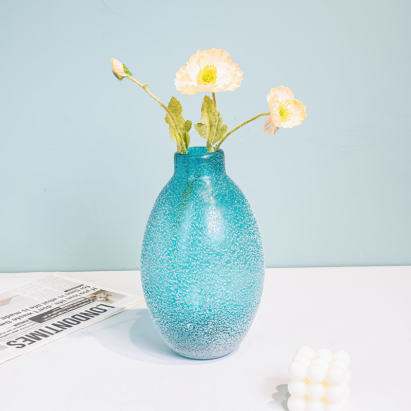K286欧式轻奢简约湖水绿色琉璃花瓶客厅桌面摆件