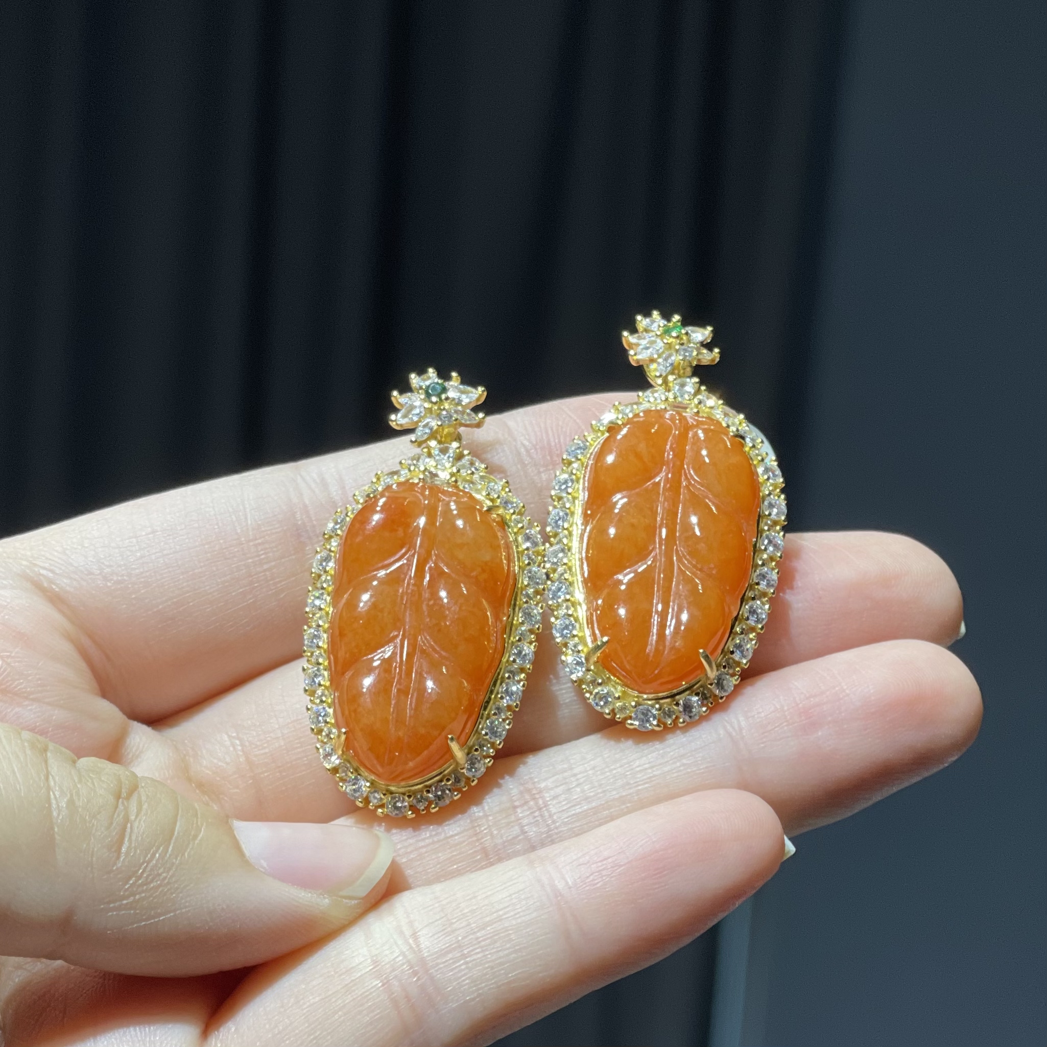 非金属玻璃吊坠 YS8755 红色FC树叶吊坠