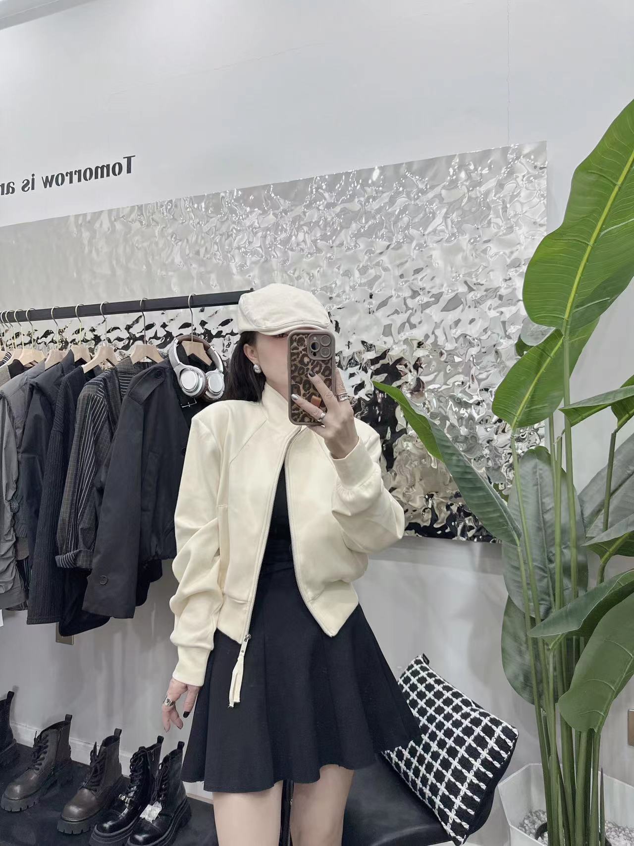 欧货新款时尚洋气双拉链立领垫肩休闲外套