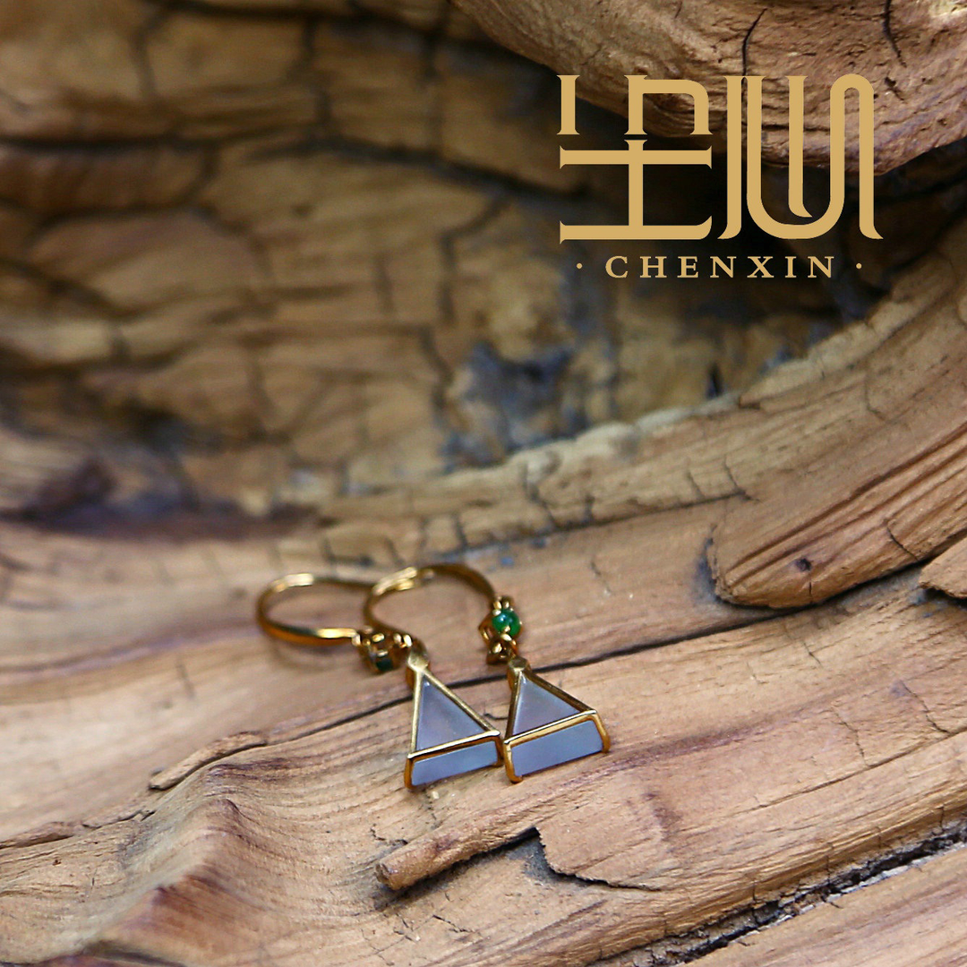 天然冰种翡翠18K金镶嵌透冰时尚百搭耳坠 缅料Ａ货