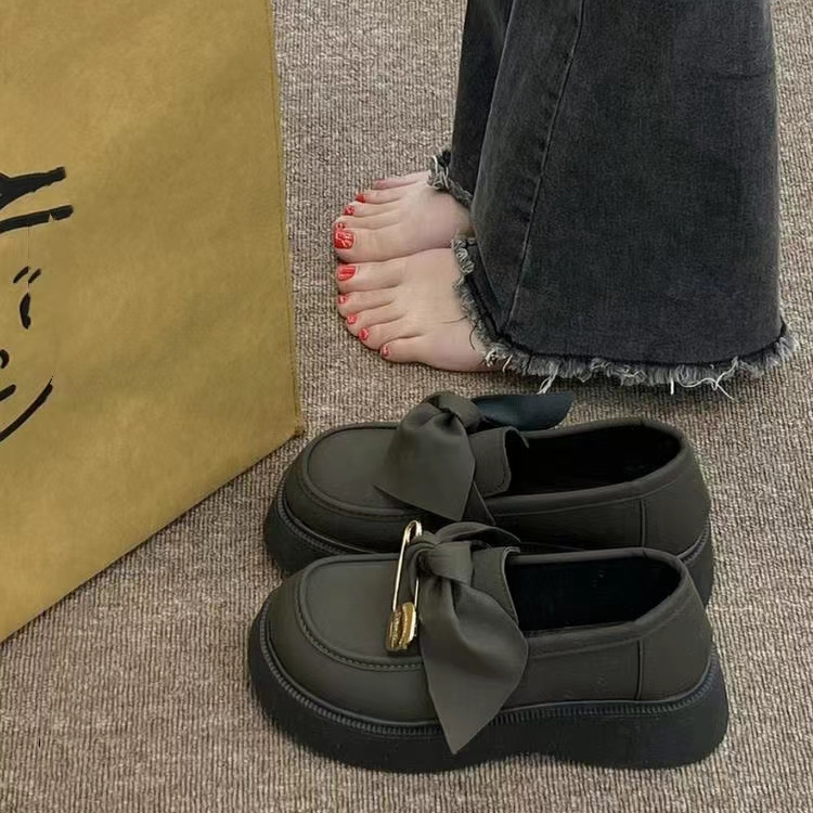 四季回力休闲女鞋黑色港风日系jk单鞋2023新款小皮鞋女甜美制服蝴
