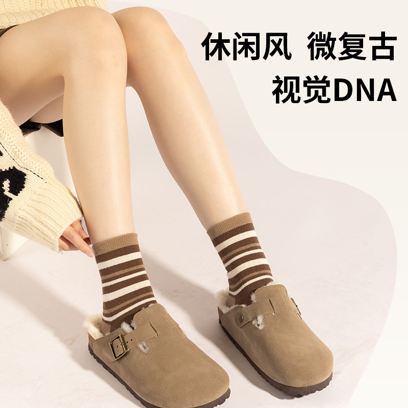 【羊皮毛一体半包勃肯鞋】迈朗达冬季勃肯新包头半拖雪地靴女款厚底