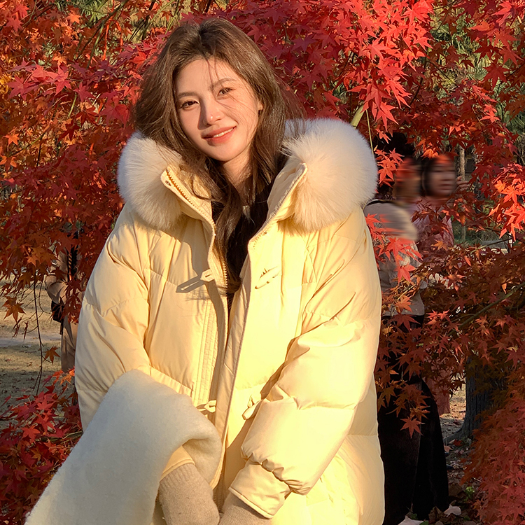 【雪露松涧】羽绒服女冬2025新中长款牛角扣高级感超好看不臃肿长款