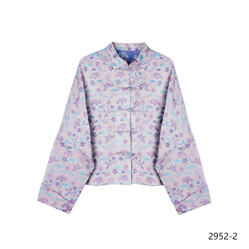 YZ 2025新款桑蚕丝提花宋锦香芋紫新中式短外套2952-2