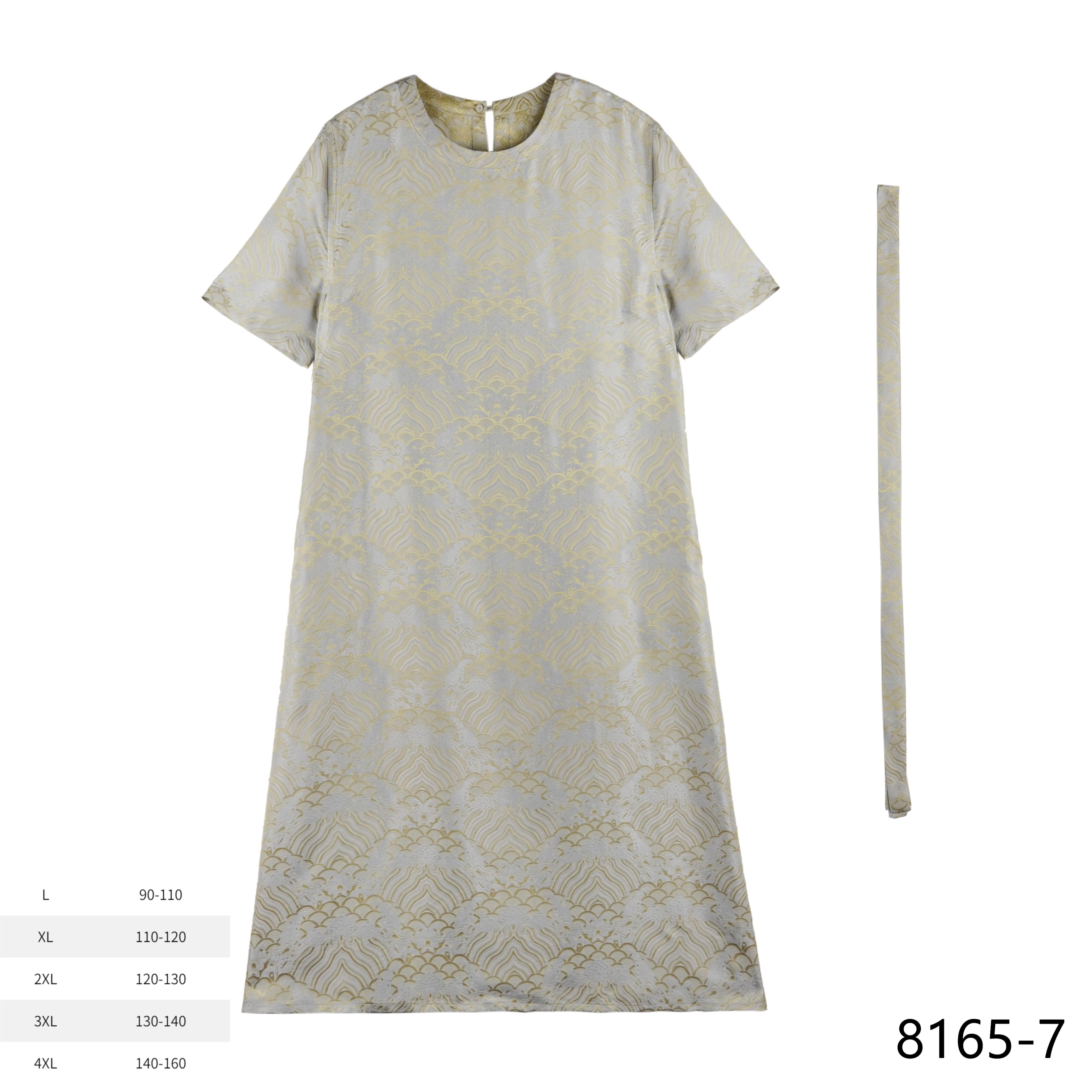 LN2025新款时尚国风宋锦海浪纹连衣裙8165-7