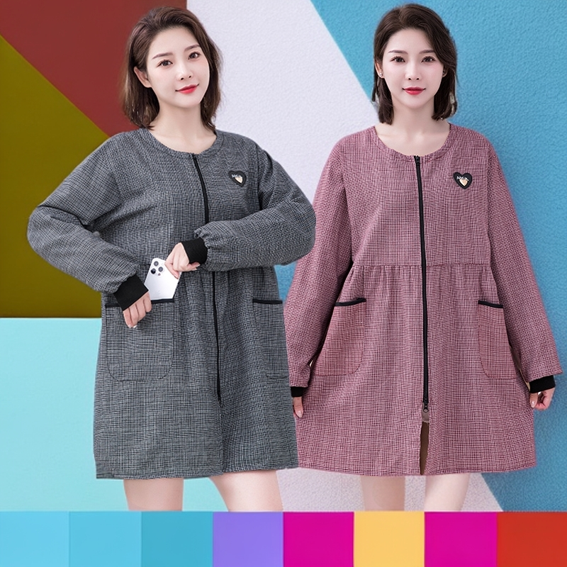 正穿韩版衣棉布爱心时尚透气耐磨防尘污做饭工作下地（均码90-16