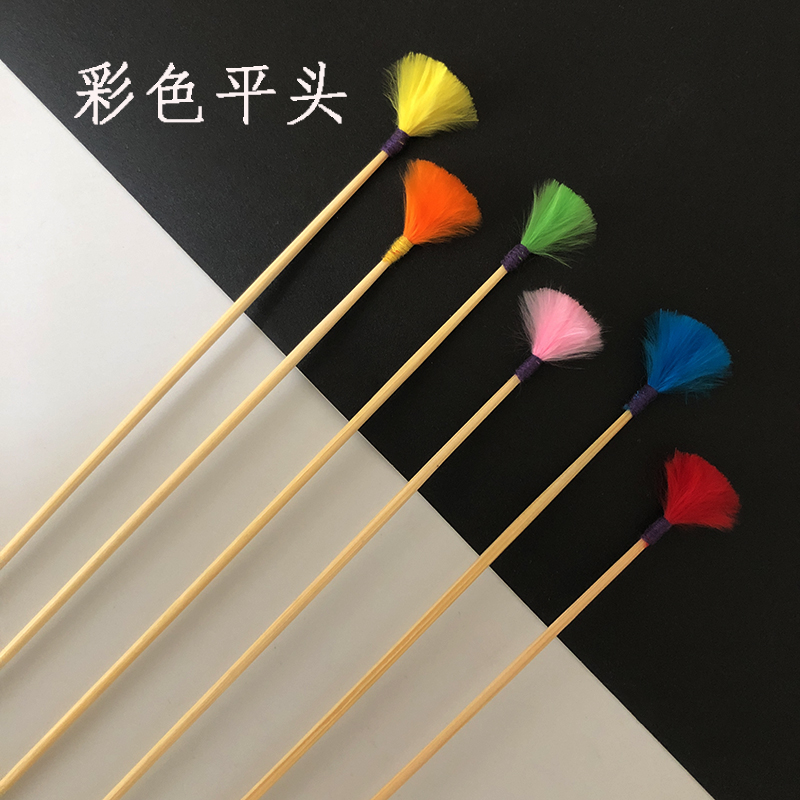 采耳工具白竹柄彩色平头鹅毛棒掏耳朵家用打耳朵毛毛挖耳挠痒神器