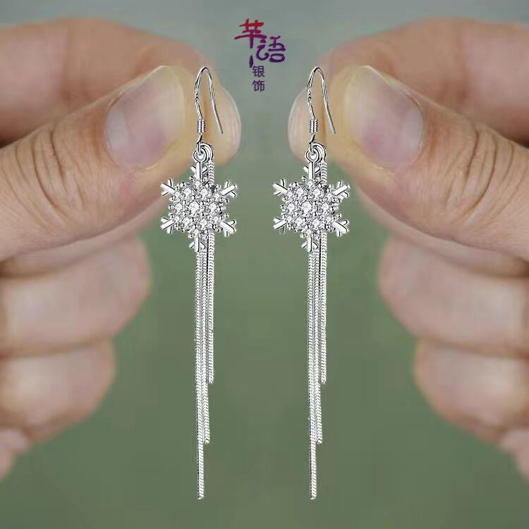 铜合金耳饰  长款雪花耳坠女韩版气质耳环2025年新款潮个性耳饰品
