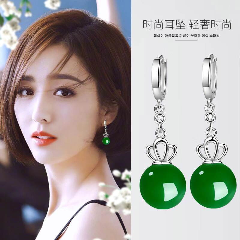 s925纯银天然玛瑙耳坠2025年爆款镶钻中长款高档耳环女好看的耳饰