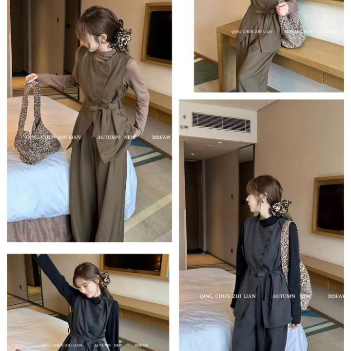 【扣号下单】时尚套装显瘦气质长袖网红裤子