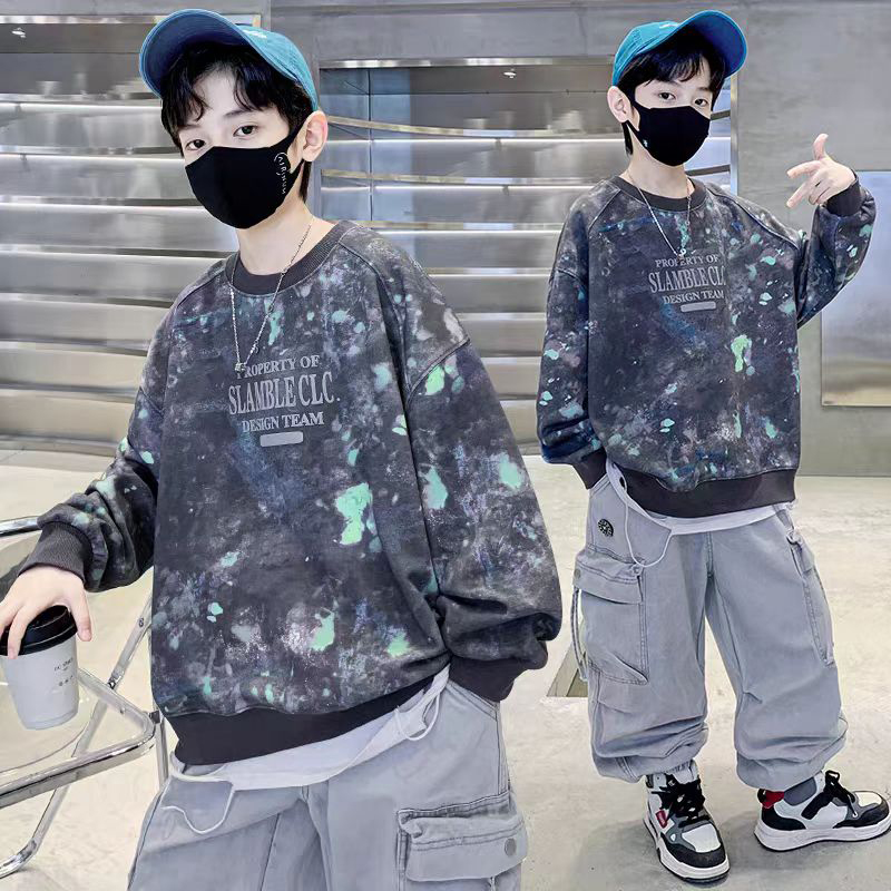 贝尔熊男童卫衣长袖秋冬装2024新款帅气中大童加绒上衣男孩潮