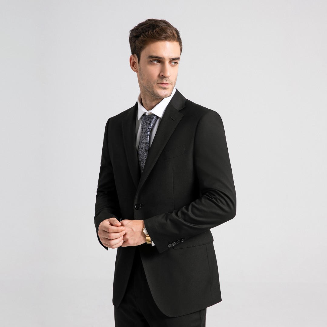 黑色单上衣（一等品）西服上装高端手工平驳领商务修身职业结婚