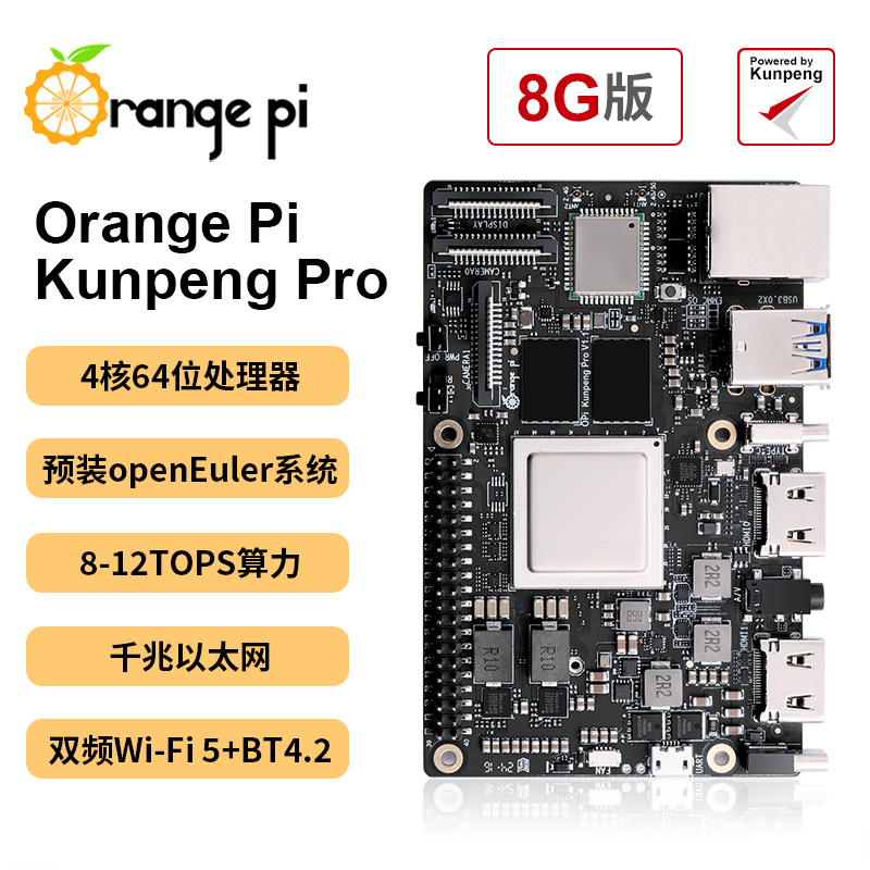 香橙派OrangePi鲲鹏kunpeng Pro开发板4核64位处理器8-12T套装